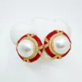 Estilo Esmalte Redondo 3 (Estilo Perla Acrílica) / 1 Par / Oro rojo
