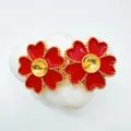 Estilo Perla Floral 4 (Solo Base Sin Perla) / 1 Par / Oro rojo