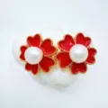 Estilo Perla Floral 4 (Estilo Perla Acrílica) / 1 Par / Oro rojo