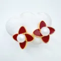 Estilo Molino de Viento 5 (Estilo Perla Acrílica) / 1 Par / Oro rojo
