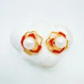 Estilo Flor Hueca 8 (Estilo Perla Acrílica) / 1 Par / Oro rojo