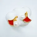 Estilo Abanico 15 (Estilo Perla Acrílica) / 1 Par / Oro rojo
