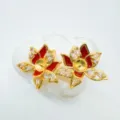 Estilo Flor de Diamantes de Imitación 16 (Solo Base Sin Perla) / 1 Par / Oro rojo
