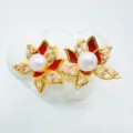 Estilo Flor de Diamantes de Imitación 16 (Estilo Perla Acrílica) / 1 Par / Oro rojo