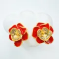 Estilo Floración de Esmalte 17 (Solo Base Sin Perla) / 1 Par / Oro rojo