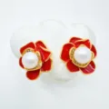 Estilo Floración de Esmalte 17 (Estilo Perla Acrílica) / 1 Par / Oro rojo