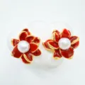 Estilo Rosa 18 (Estilo Perla Acrílica) / 1 Par / Oro rojo