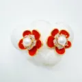Estilo Pétalo Pavé 20 (Estilo Perla Acrílica) / 1 Par / Oro rojo
