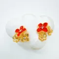 Estilo Flor Doble 22 (Solo Base Sin Perla) / 1 Par / Oro rojo