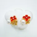 Estilo Capullo de Perla 23 (Estilo Perla Acrílica) / 1 Par / Oro rojo