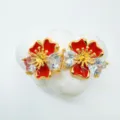 Estilo Flor de Diamantes de Imitación 24 (Solo Base Sin Perla) / 1 Par / Oro rojo