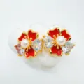 Estilo Flor de Diamantes de Imitación 24 (Estilo Perla Acrílica) / 1 Par / Oro rojo