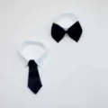 L / Necktie And Bowtie Set / Two-Piece Set / Black and White