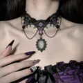 Collier Mandala en Dentelle Violette (X6009)