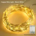 Kupferdrahtlicht / 2 Meter 20 LEDs / Warmweiß / Batteriebox (Blinkend)