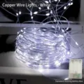 Kupferdrahtlicht / 2 Meter 20 LEDs / Weiß / Batteriebox (Blinkend)