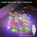 Kupferdrahtlicht / 2 Meter 20 LEDs / bunt / USB Immer an