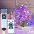 Kupferdrahtlicht / 5 Meter 50 LEDs / bunt / Wiederaufladbarer Controller + Fernbedienung