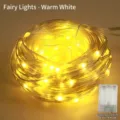 Lederbandlicht / 2 Meter 20 LEDs / Warmweiß / Batteriebox (Blinkend)