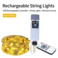 Lederbandlicht / 5 Meter 50 LEDs / Warmweiß / Wiederaufladbarer Controller + Fernbedienung