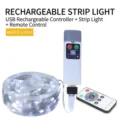 Lederbandlicht / 5 Meter 50 LEDs / Weiß / Wiederaufladbarer Controller + Fernbedienung