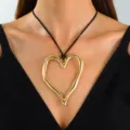 Gold Hollow Heart (Black Cord)