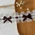 Lace Spliced Coffee Satin Bow Style (No. 4) / 1 Meter (Width Approx 3.8cm)