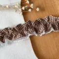 Brown Coffee Plaid Spliced White Lace Style (No. 8) / 1 Meter (Width Approx 4cm)