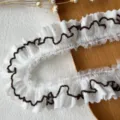 White Mesh Spliced Coffee Binding Style (No. 9) / 1 Meter (Width Approx 2.5cm)