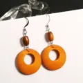 Brown Wood Bead & Orange Hollow Circle Style (9)