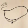 Pentagram Pendant Waist Chain (DL0016K) / Silver Black