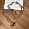 Coffee Cord Patterned Medallion Waist Chain (K0373B)