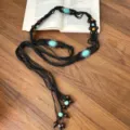 Turquoise Black Cord Waist Chain (K0164C)