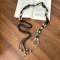 Black Cord Beaded Waist Chain (K0131C)