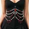 Multi-layer Red Crystal Pearl Waist Chain (K0469)