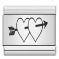 Double Hearts with Arrow Pattern (#2) / Silver