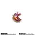 Gold Moon Inlaid Stone Pendant / 1 Piece/Pack / Multicolor 1
