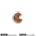 Gold Moon Inlaid Stone Pendant / 1 Piece/Pack / Red Brown