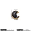 Gold Moon Inlaid Stone Pendant / 1 Piece/Pack / Dark Blue
