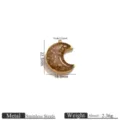 Gold Moon Inlaid Stone Pendant / 1 Piece/Pack / Gold
