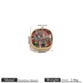 Gold Square Inlaid Stone Pendant / 1 Piece/Pack / Multicolor 2