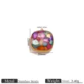 Gold Square Inlaid Stone Pendant / 1 Piece/Pack / Multicolor 1