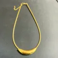 Gold Curved Tube Necklace Lobster Clasp