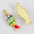 Colorful Koi Fish (10x26.5mm) / Gold