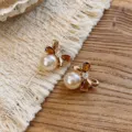 Boucles d'oreilles clous / Or Café Léger-Café
