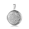 Silver Round Embossed Floral Locket Style A / Silver