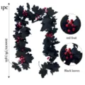 2m / 26 Köpfe - Schwarze Ahornblätter + rote Beerenranke