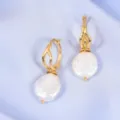 Boucles d'Oreilles Perles Baroques Irrégulières (ALH--EZBLKEZ) / Perle d'Eau Douce Dorée