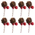 2-3cm Wire Red Berry Cluster / 8 Pieces/Pack