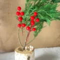 18cm 7-Prong Red Berry Branch